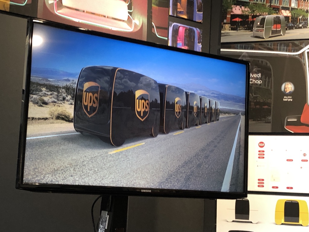 Future UPS autonomous delivery fleet concept render